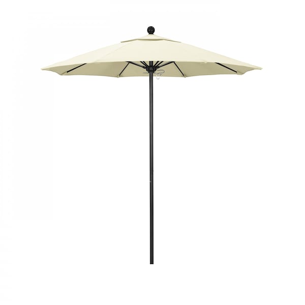 California Umbrella 7.5' Black Aluminum Market Patio Umbrella, Sunbrella Natural 194061334287 - main